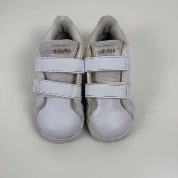 adidas Other - Adidas Kids White Velcro Sneakers Iridescent Stripes Size 7K